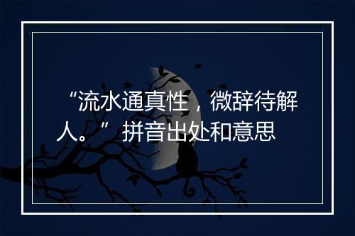 “流水通真性，微辞待解人。”拼音出处和意思