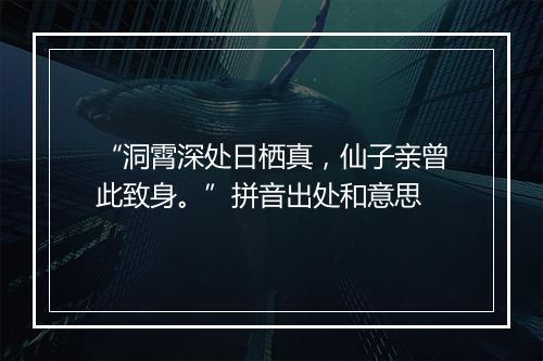 “洞霄深处日栖真，仙子亲曾此致身。”拼音出处和意思