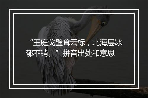 “王庭戈壁耸云标，北海层冰郁不销。”拼音出处和意思