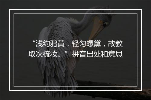 “浅约鸦黄，轻匀螺黛，故教取次梳妆。”拼音出处和意思