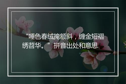 “唾色春绒掩额斜，缠金短褶绣苕华。”拼音出处和意思