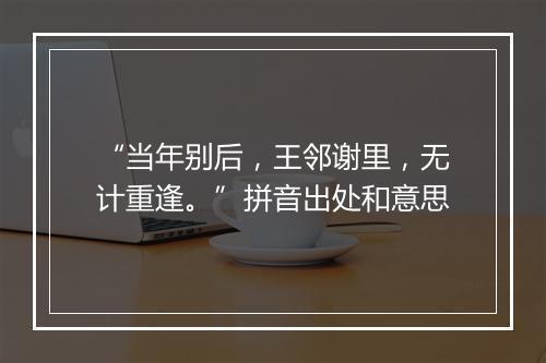 “当年别后，王邻谢里，无计重逢。”拼音出处和意思