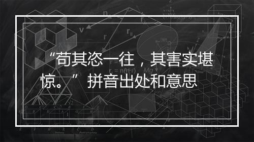 “苟其恣一往，其害实堪惊。”拼音出处和意思