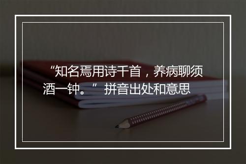 “知名焉用诗千首，养病聊须酒一钟。”拼音出处和意思