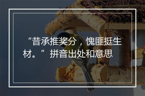 “昔承推奖分，愧匪挺生材。”拼音出处和意思