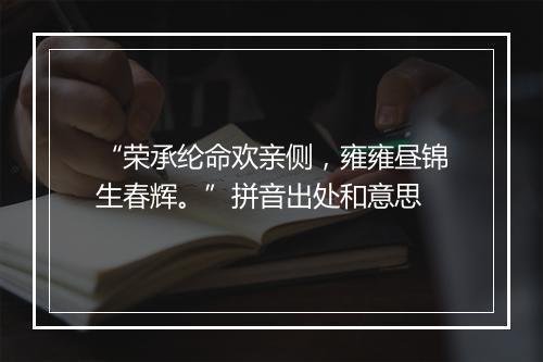 “荣承纶命欢亲侧，雍雍昼锦生春辉。”拼音出处和意思