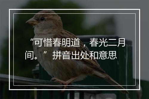 “可惜春明道，春光二月间。”拼音出处和意思