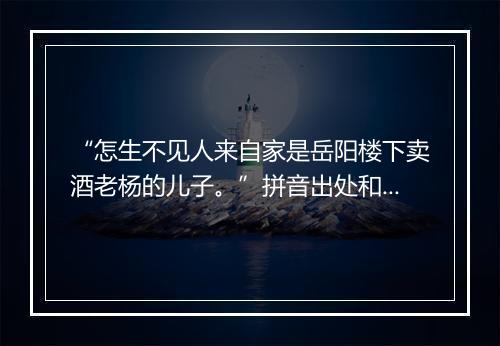 “怎生不见人来自家是岳阳楼下卖酒老杨的儿子。”拼音出处和意思