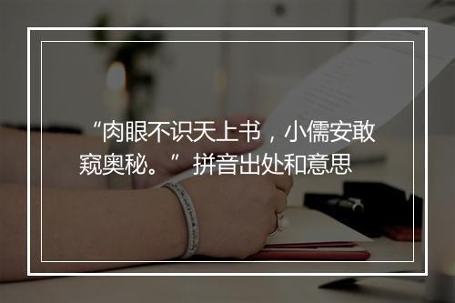 “肉眼不识天上书，小儒安敢窥奥秘。”拼音出处和意思