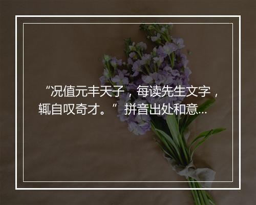 “况值元丰天子，每读先生文字，辄自叹奇才。”拼音出处和意思