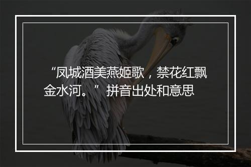 “凤城酒美燕姬歌，禁花红飘金水河。”拼音出处和意思