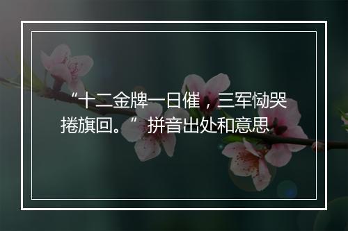 “十二金牌一日催，三军恸哭捲旗回。”拼音出处和意思