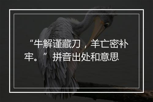 “牛解谨藏刀，羊亡密补牢。”拼音出处和意思