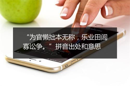 “为官懒拙本无称，乐业田闾寡讼争。”拼音出处和意思