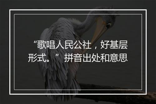 “歌唱人民公社，好基层形式。”拼音出处和意思