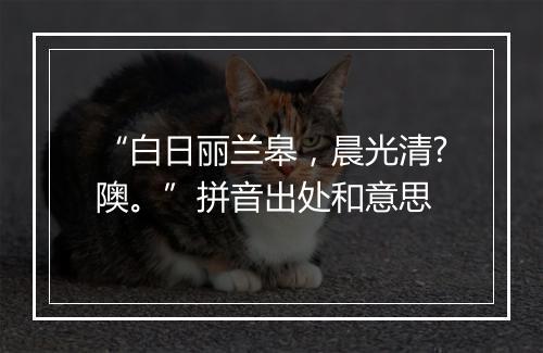 “白日丽兰皋，晨光清?隩。”拼音出处和意思