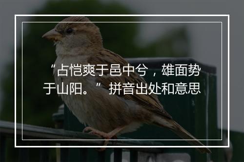 “占恺爽于邑中兮，雄面势于山阳。”拼音出处和意思