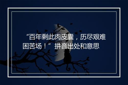 “百年剩此肉皮囊，历尽艰难困苦场！”拼音出处和意思