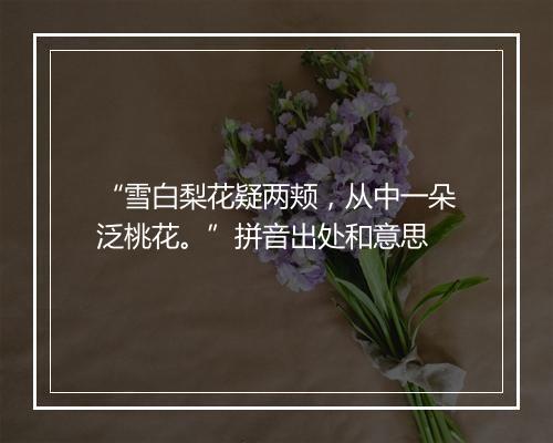 “雪白梨花疑两颊，从中一朵泛桃花。”拼音出处和意思