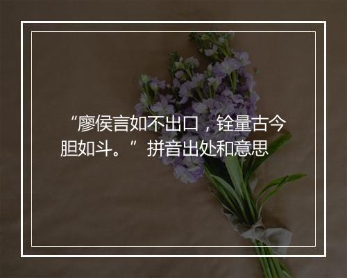 “廖侯言如不出口，铨量古今胆如斗。”拼音出处和意思