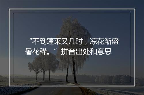 “不到蓬莱又几时，凉花渐盛暑花稀。”拼音出处和意思