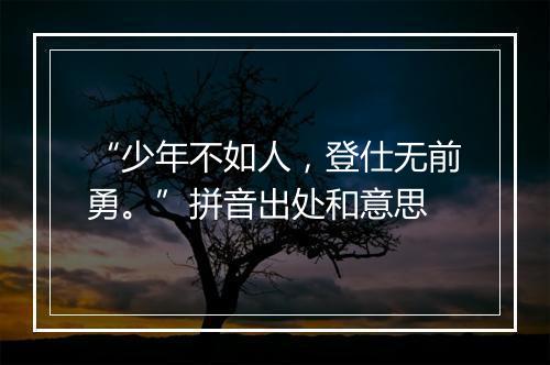 “少年不如人，登仕无前勇。”拼音出处和意思