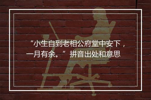 “小生自到老相公府堂中安下，一月有余。”拼音出处和意思