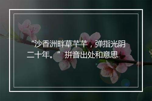 “沙香洲畔草芊芊，弹指光阴二十年。”拼音出处和意思