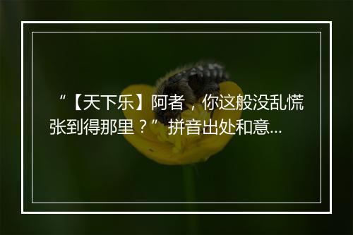 “【天下乐】阿者，你这般没乱慌张到得那里？”拼音出处和意思