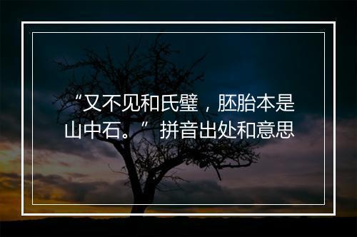 “又不见和氏璧，胚胎本是山中石。”拼音出处和意思