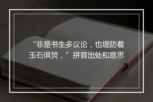 “非是书生多议论，也堤防着玉石俱焚，”拼音出处和意思