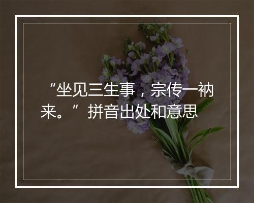 “坐见三生事，宗传一衲来。”拼音出处和意思