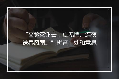 “蔷薇花谢去，更无情、连夜送春风雨。”拼音出处和意思