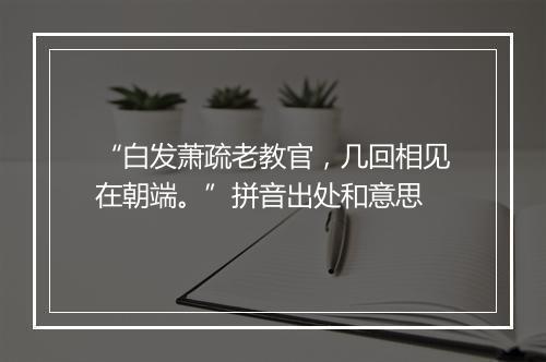 “白发萧疏老教官，几回相见在朝端。”拼音出处和意思