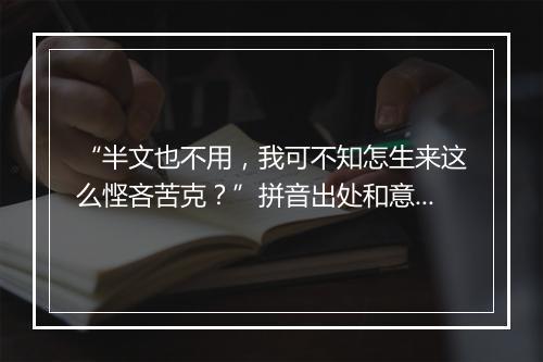 “半文也不用，我可不知怎生来这么悭吝苦克？”拼音出处和意思