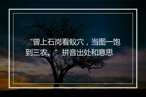 “曾上石岗看蚁穴，当图一饱到三农。”拼音出处和意思