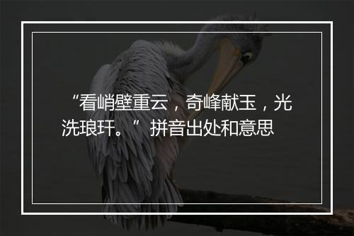 “看峭壁重云，奇峰献玉，光洗琅玕。”拼音出处和意思