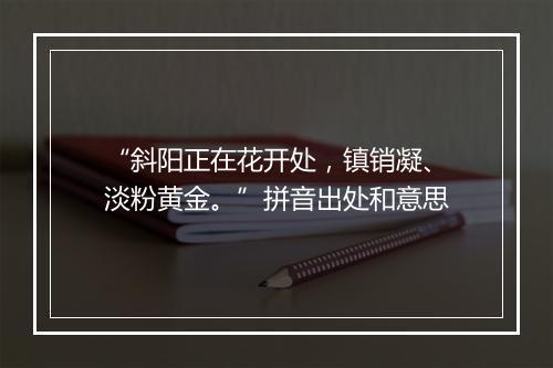 “斜阳正在花开处，镇销凝、淡粉黄金。”拼音出处和意思