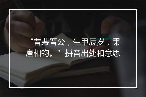 “昔裴晋公，生甲辰岁，秉唐相钧。”拼音出处和意思