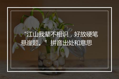 “江山我辈不相识，好放硬笔悬崖题。”拼音出处和意思