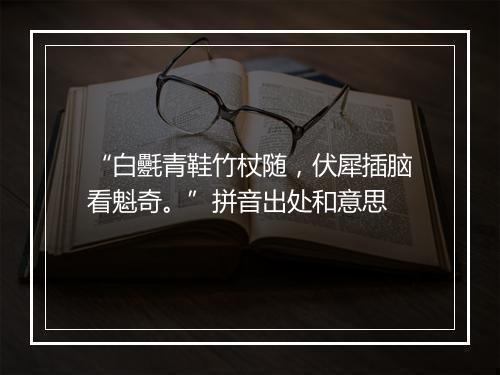 “白氎青鞋竹杖随，伏犀插脑看魁奇。”拼音出处和意思