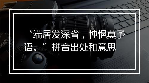 “端居发深省，忳悒莫予语。”拼音出处和意思