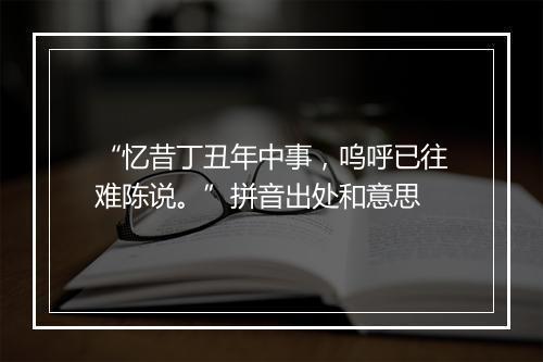 “忆昔丁丑年中事，呜呼已往难陈说。”拼音出处和意思