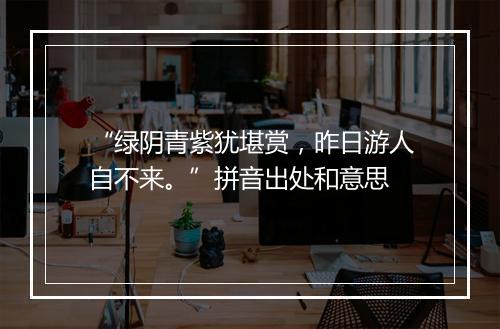 “绿阴青紫犹堪赏，昨日游人自不来。”拼音出处和意思