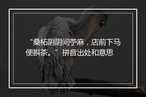 “桑柘阴阴间苧麻，店前下马便斟茶。”拼音出处和意思