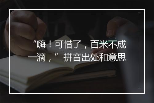 “嗨！可惜了，百米不成一滴，”拼音出处和意思