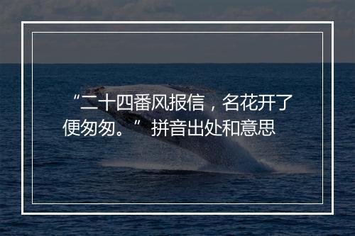 “二十四番风报信，名花开了便匆匆。”拼音出处和意思