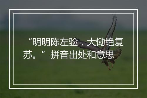 “明明陈左验，大恸绝复苏。”拼音出处和意思