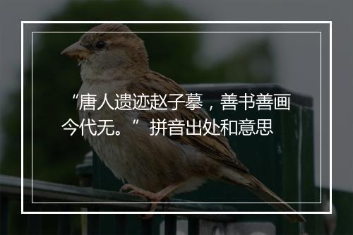 “唐人遗迹赵子摹，善书善画今代无。”拼音出处和意思