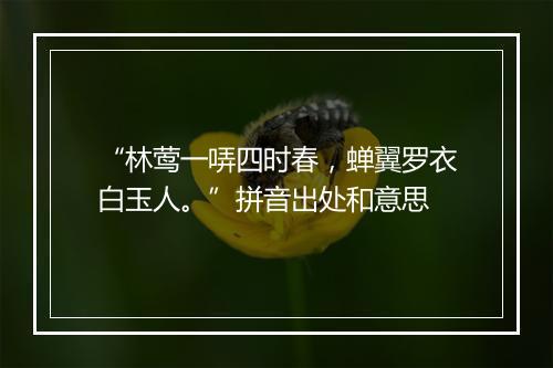 “林莺一哢四时春，蝉翼罗衣白玉人。”拼音出处和意思